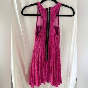 Women’s Hot Pink Lace Fit & Flare Dress